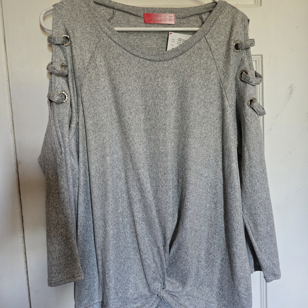 Scarlett Heather Gray Cold Shoulder Sweater